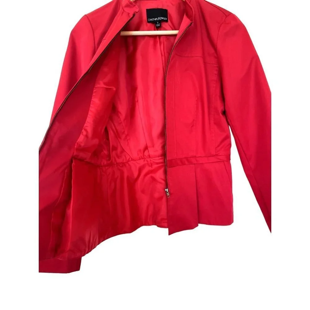 Cynthia Rowley Cherry Red Zip Up Blazer S